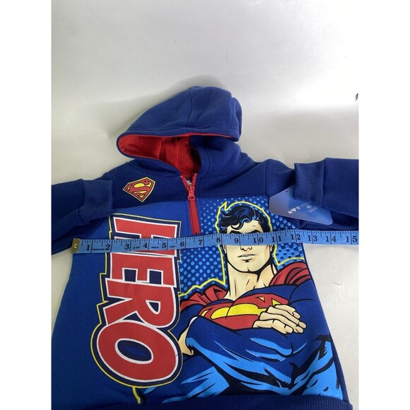 DC Comics Superman Hooded Sweatshirt Quarter Zip Long Sleeve Toddler Boys 3T - Picture 5 of 7